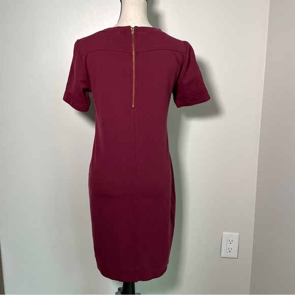 J Crew Burgundy Crew Neck Short Sleeve Sheath Mini Dress 4 - Picture 12 of 12